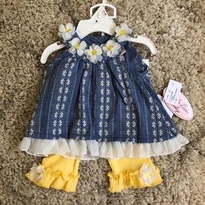 2 piece flower and denim outfit 3-6 months